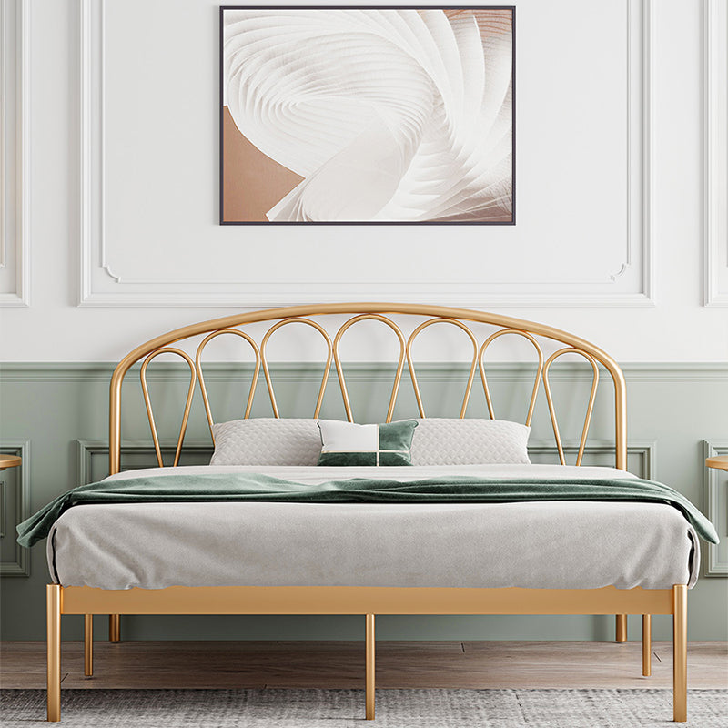 Iron Open-Frame Bed with Arched Headboard and Metal Legs Bed
