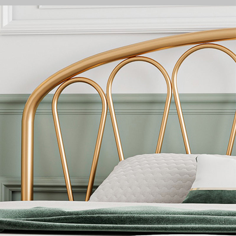 Iron Open-Frame Bed with Arched Headboard and Metal Legs Bed