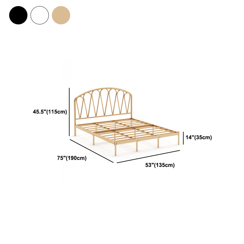 Iron Open-Frame Bed with Arched Headboard and Metal Legs Bed