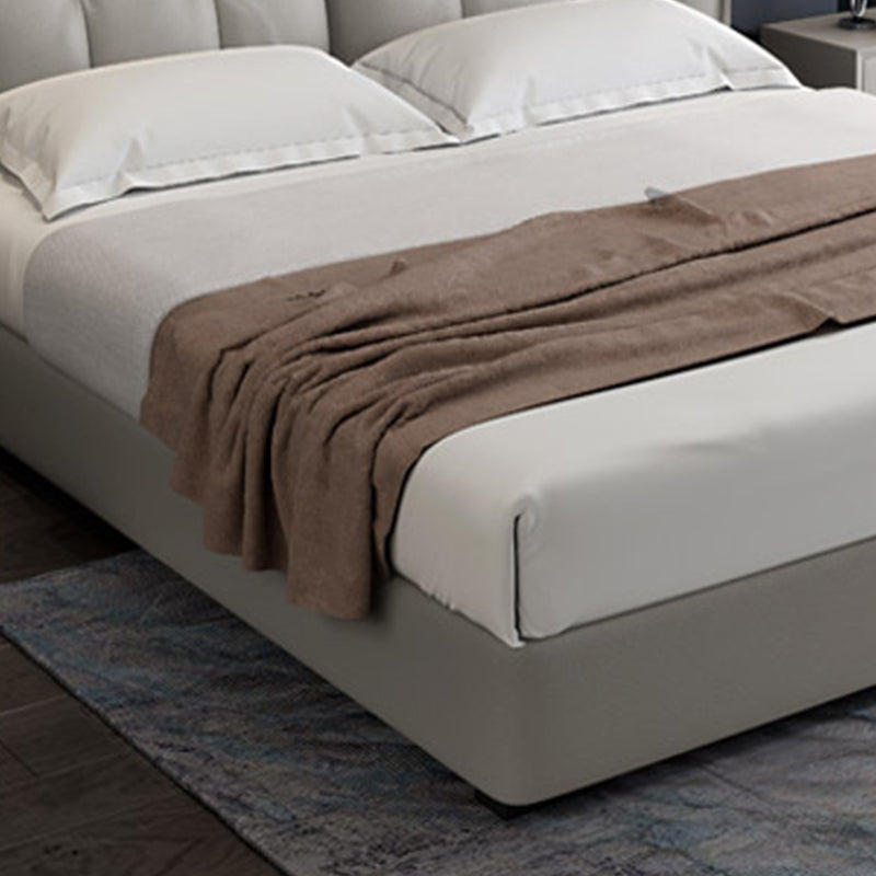 Modern Grey Wingback Bed with Rectangle Faux Leather Headboard Clearhalo 'Bedroom Furniture' 'Beds' 'furn' 'furn_beds' 'Furniture' 5809700