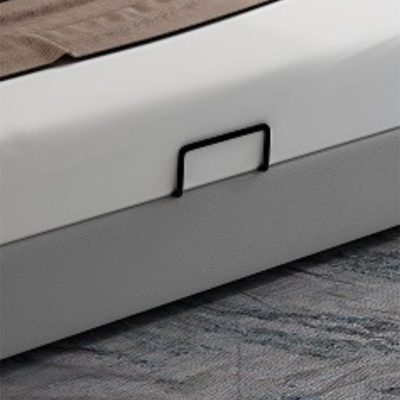 Modern Grey Wingback Bed with Rectangle Faux Leather Headboard Clearhalo 'Bedroom Furniture' 'Beds' 'furn' 'furn_beds' 'Furniture' 5809703