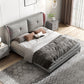 Modern Grey Wingback Bed with Tufted Rectangle Headboard and Metal Legs