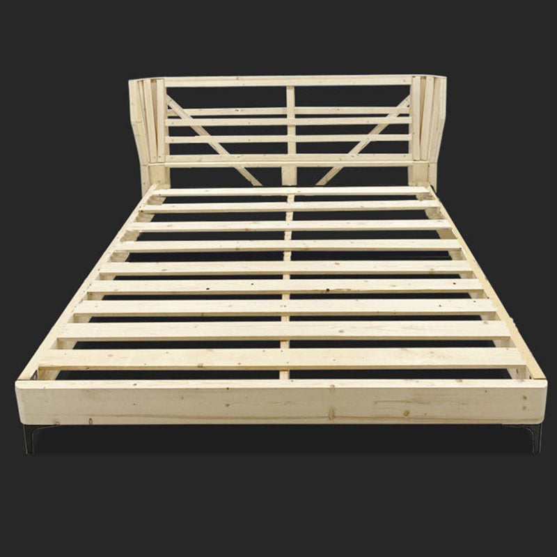 Modern Grey Wingback Bed with Tufted Rectangle Headboard and Metal Legs