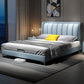 Modern Wingback Bed with Rectangle Upholstered Headboard and Storage