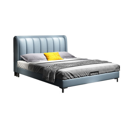 Modern Wingback Bed with Rectangle Upholstered Headboard and Storage