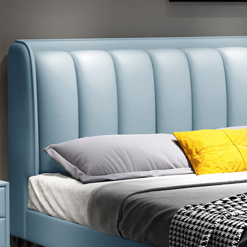 Modern Wingback Bed with Rectangle Upholstered Headboard and Storage