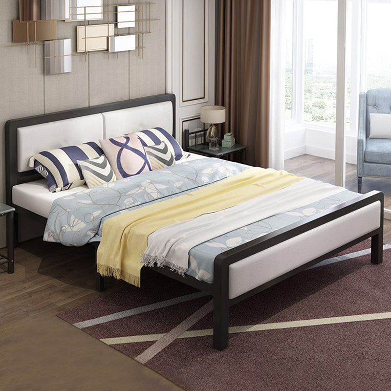 Contemporary Panel Bed with Upholstered Standard Bed in Iron Frame