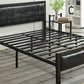 Contemporary Panel Bed with Upholstered Standard Bed in Iron Frame