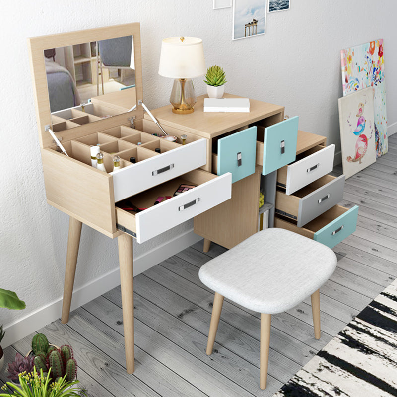 Holzflip-Top-Waschtisch-Set moderner natürlicher Waschtisch mit Schubladen