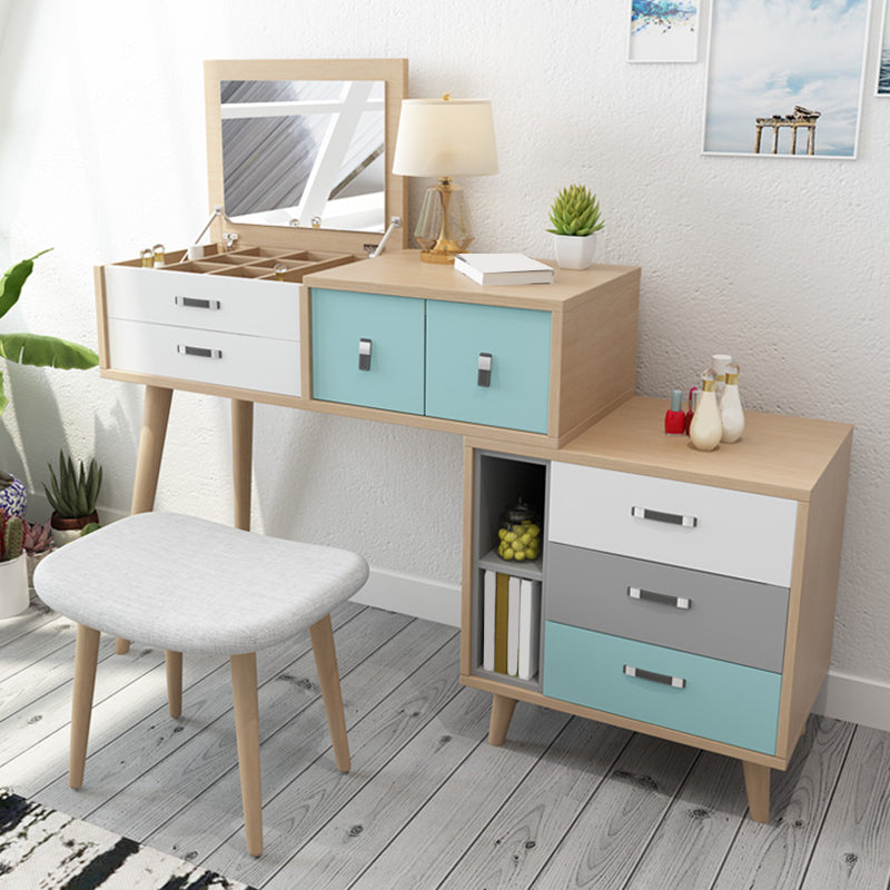 Holzflip-Top-Waschtisch-Set moderner natürlicher Waschtisch mit Schubladen