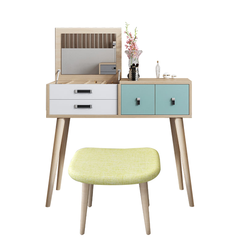 Holzflip-Top-Waschtisch-Set moderner natürlicher Waschtisch mit Schubladen