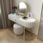 1-Drawer Makeup Vanity Table with Mirror & Stool Luxurious Stone/Leather Dresser Makeup Vanity & Mirror & Stools White Clearhalo 'Bedroom Furniture' 'furn' 'furn_makeup_vanities' 'Furniture' 'Makeup Vanities' 'makeup_vanities' 5809827