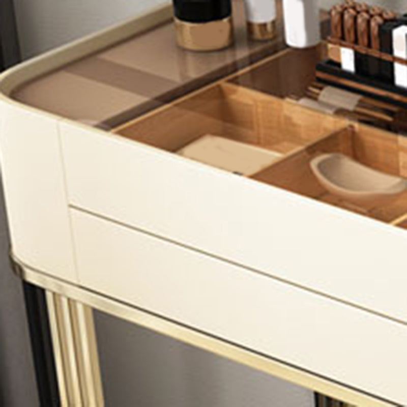 Mesa de maquillaje de tocador de vidrio con cajón, tocador glamoroso tocador