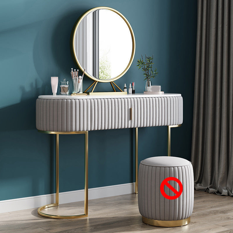 Glam Marble Top Vanity Table 30.15" H Makeup Dressing Table Set Makeup Vanity & Mirror Grey Clearhalo 'Bedroom Furniture' 'furn' 'furn_makeup_vanities' 'Furniture' 'Makeup Vanities' 'makeup_vanities' 5810413