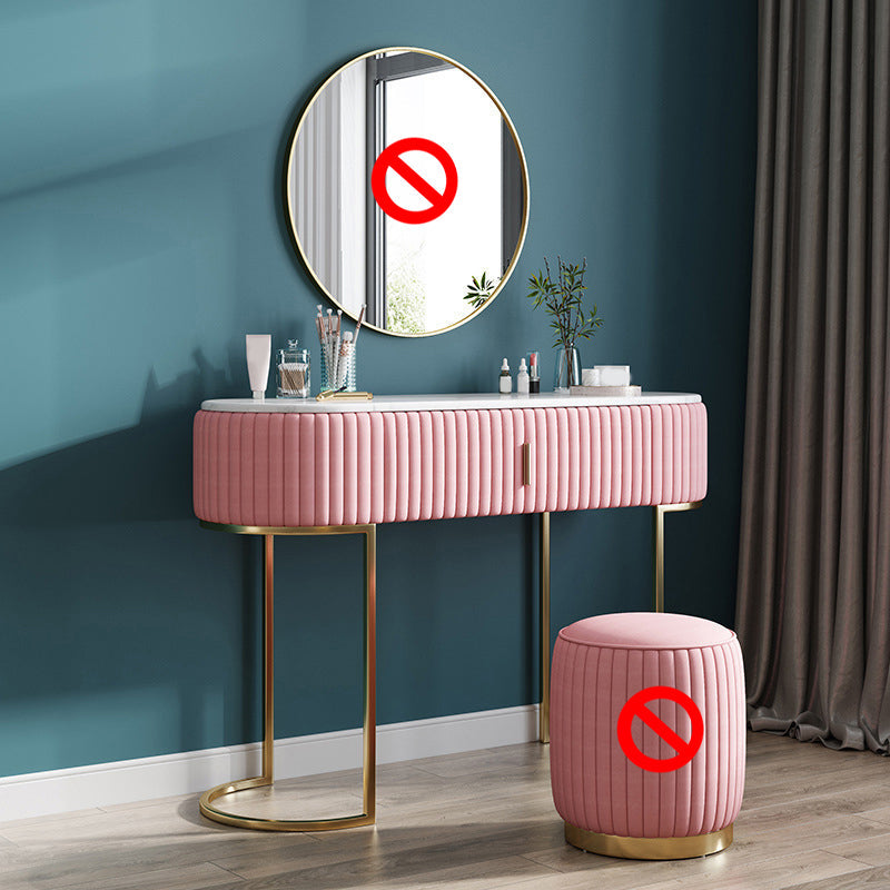 Glam Marble Top Vanity Table 30.15" H Makeup Dressing Table Set Makeup Vanity Pink Clearhalo 'Bedroom Furniture' 'furn' 'furn_makeup_vanities' 'Furniture' 'Makeup Vanities' 'makeup_vanities' 5810415