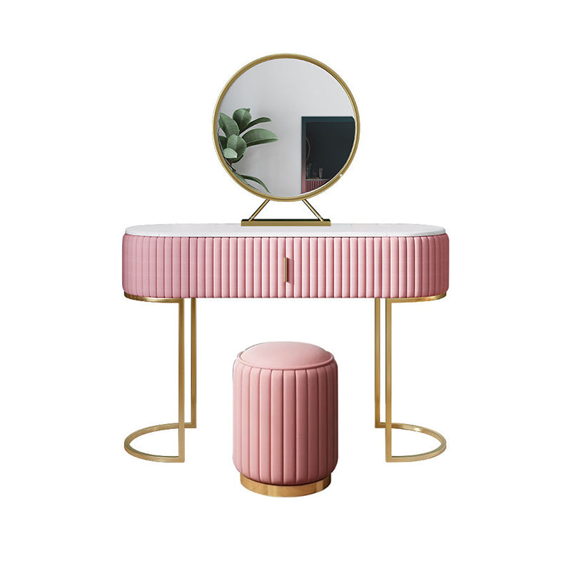 Glam Marble Top Vanity Table 30.15" H Makeup Dressing Table Set Clearhalo 'Bedroom Furniture' 'furn' 'furn_makeup_vanities' 'Furniture' 'Makeup Vanities' 'makeup_vanities' 5810418