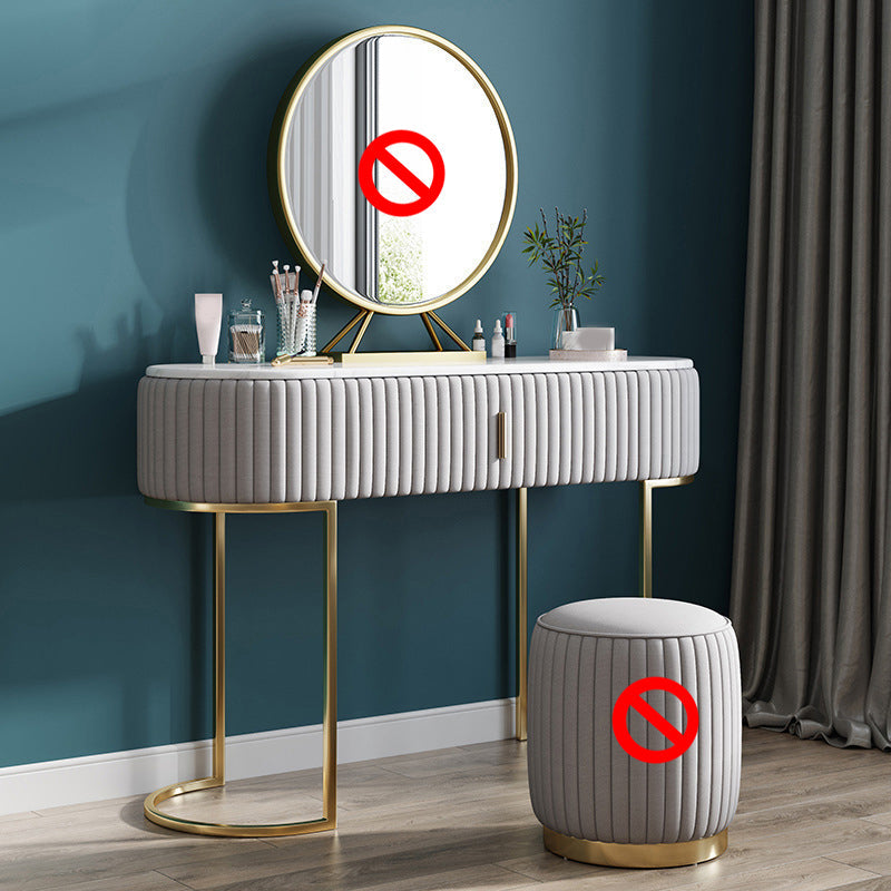 Glam Marble Top Vanity Table 30.15" H Makeup Dressing Table Set Makeup Vanity Grey Clearhalo 'Bedroom Furniture' 'furn' 'furn_makeup_vanities' 'Furniture' 'Makeup Vanities' 'makeup_vanities' 5810419