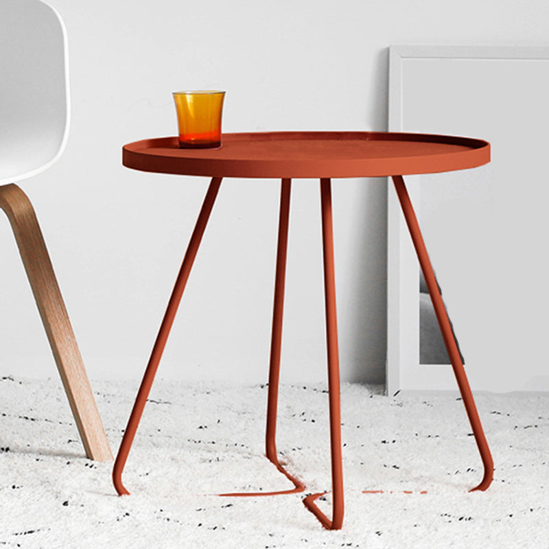 17.7"/19.7" Tall Metal Round Tray Top Side Table Iron Sled End Table Orange 1 Clearhalo 'Coffee & Accent Tables' 'End & Side Tables' 'end_side_tables' 'furn' 'furn_end_side_tables' 'Furniture' 'Living Room Furniture' 5810429