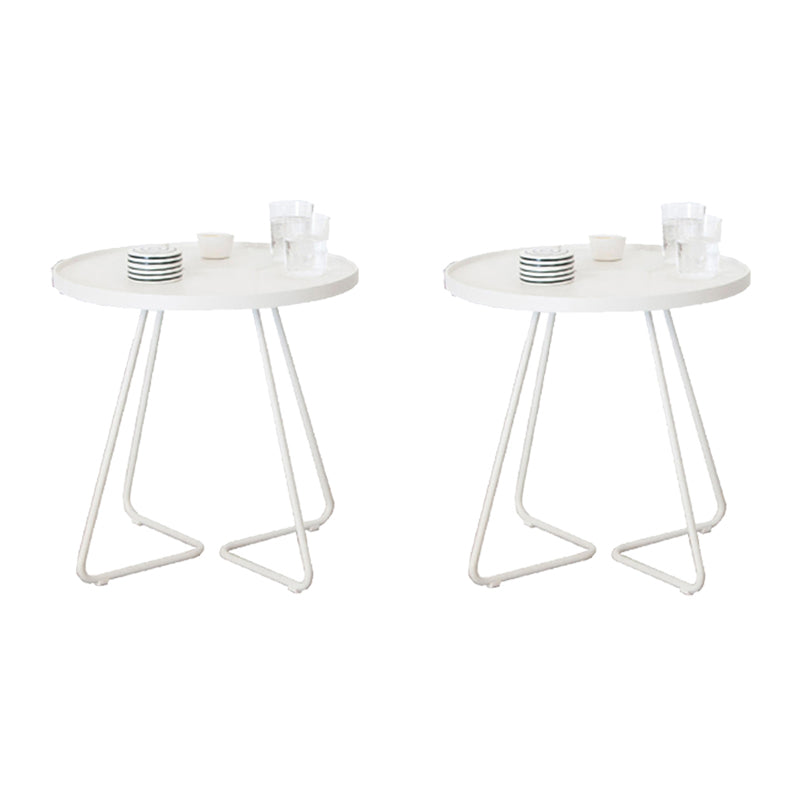 17.7"/19.7" Tall Metal Round Tray Top Side Table Iron Sled End Table White 2 Clearhalo 'Coffee & Accent Tables' 'End & Side Tables' 'end_side_tables' 'furn' 'furn_end_side_tables' 'Furniture' 'Living Room Furniture' 5810430