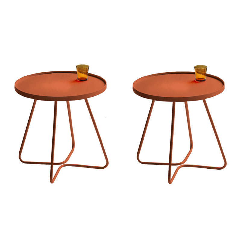 17.7"/19.7" Tall Metal Round Tray Top Side Table Iron Sled End Table Orange 2 Clearhalo 'Coffee & Accent Tables' 'End & Side Tables' 'end_side_tables' 'furn' 'furn_end_side_tables' 'Furniture' 'Living Room Furniture' 5810431