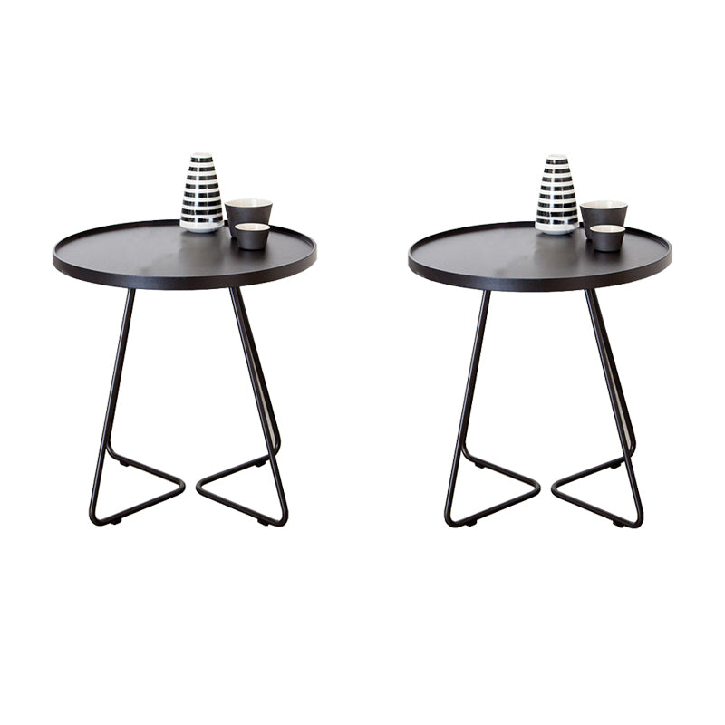 17.7"/19.7" Tall Metal Round Tray Top Side Table Iron Sled End Table Black 2 Clearhalo 'Coffee & Accent Tables' 'End & Side Tables' 'end_side_tables' 'furn' 'furn_end_side_tables' 'Furniture' 'Living Room Furniture' 5810433
