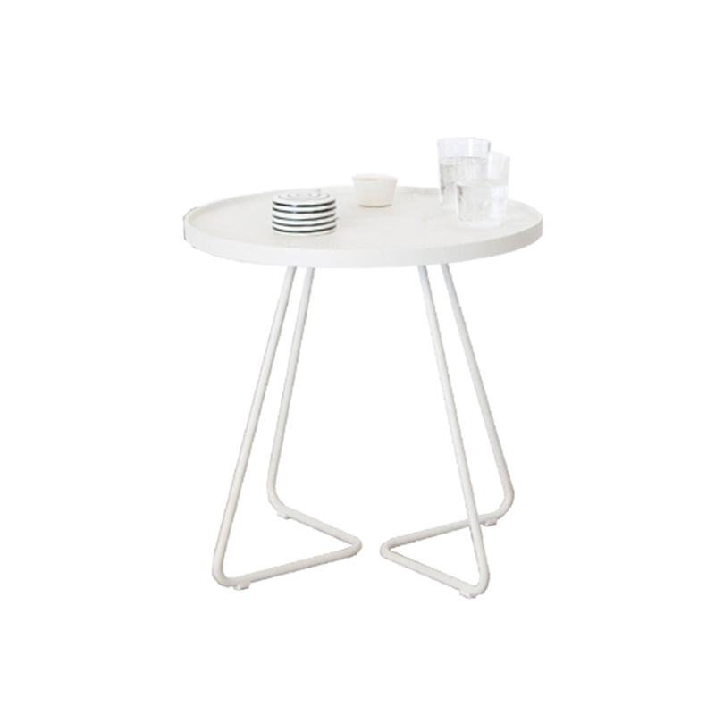 17.7"/19.7" Tall Metal Round Tray Top Side Table Iron Sled End Table White 1 Clearhalo 'Coffee & Accent Tables' 'End & Side Tables' 'end_side_tables' 'furn' 'furn_end_side_tables' 'Furniture' 'Living Room Furniture' 5810436