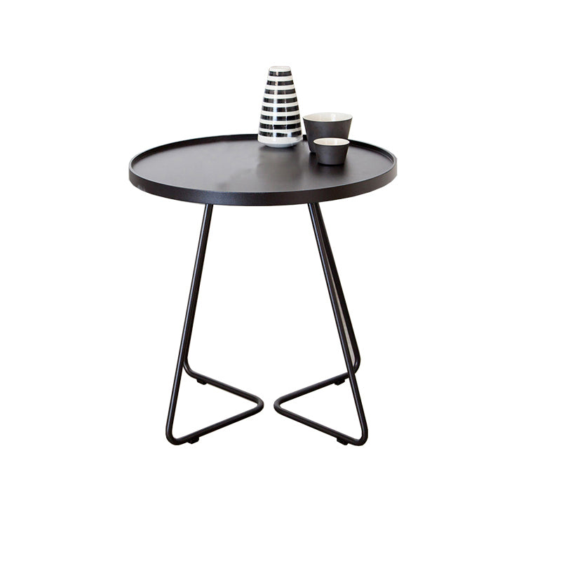 17.7"/19.7" Tall Metal Round Tray Top Side Table Iron Sled End Table Black 1 Clearhalo 'Coffee & Accent Tables' 'End & Side Tables' 'end_side_tables' 'furn' 'furn_end_side_tables' 'Furniture' 'Living Room Furniture' 5810440
