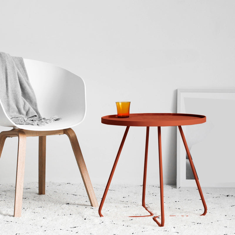 17.7"/19.7" Tall Metal Round Tray Top Side Table Iron Sled End Table Clearhalo 'Coffee & Accent Tables' 'End & Side Tables' 'end_side_tables' 'furn' 'furn_end_side_tables' 'Furniture' 'Living Room Furniture' 5810442