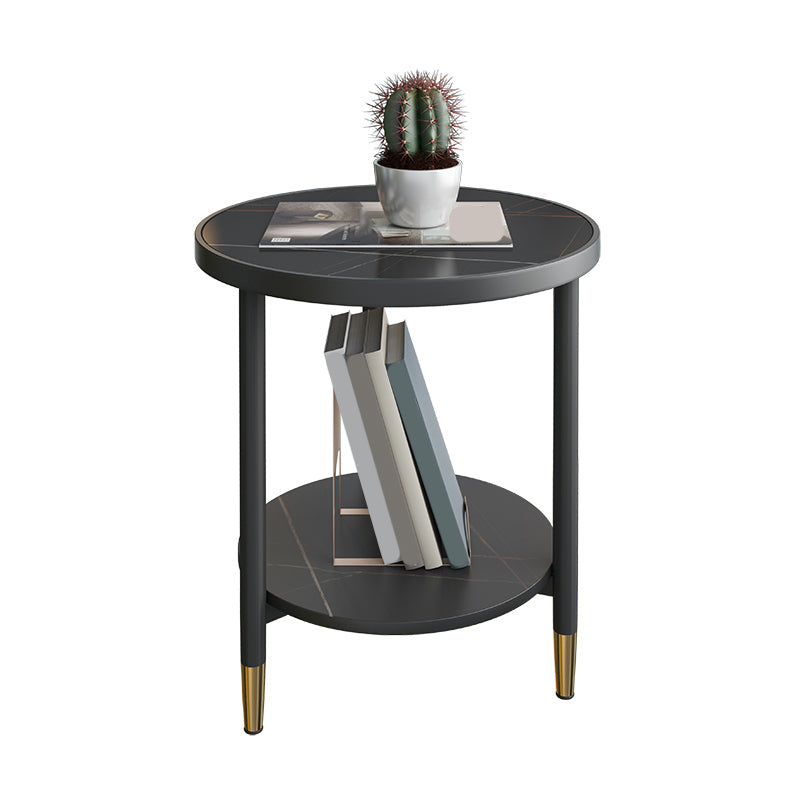 3 benen leisteen bijzettafel rondom minimalistische dubbele laag eindtafel