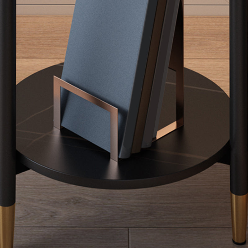 3 benen leisteen bijzettafel rondom minimalistische dubbele laag eindtafel