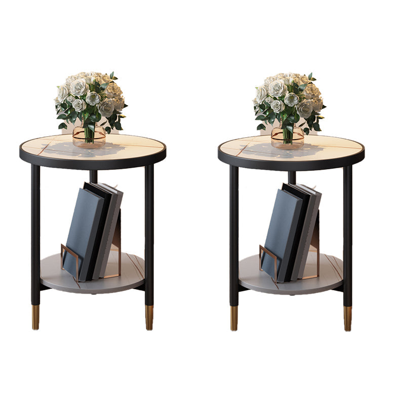 3 benen leisteen bijzettafel rondom minimalistische dubbele laag eindtafel