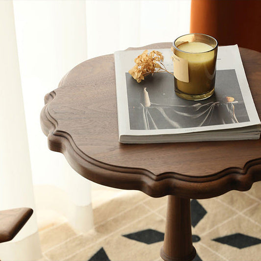 Tavolo rotondo in legno massiccio con base a base di piedistallo Base laterale in stile country francese