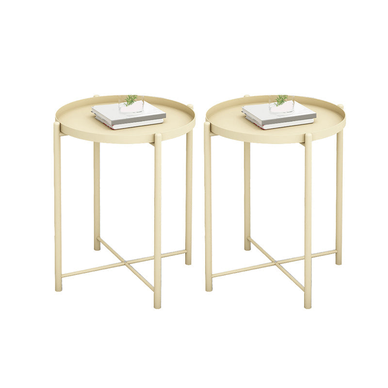Round Metal Table Plate 4 Legs Base Tray Table Top Side Table