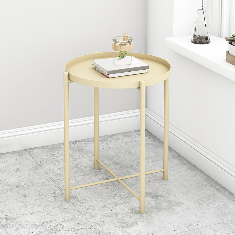 Round Metal Table Plate 4 Legs Base Tray Table Top Side Table