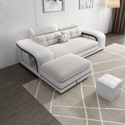 Velvet and Faux Leather Sloped Arms Modular Sectionals Sofa for Living Room 83"L x 63"W x 33.5"H Clearhalo 'furn' 'furn_sectionals' 'Furniture' 'Living Room Furniture' 'Sectionals' 5810823