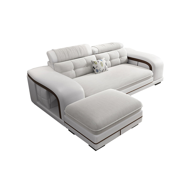 Velvet and Faux Leather Sloped Arms Modular Sectionals Sofa for Living Room Clearhalo 'furn' 'furn_sectionals' 'Furniture' 'Living Room Furniture' 'Sectionals' 5810826