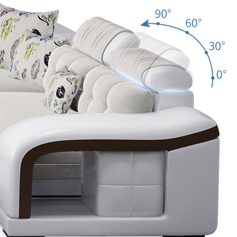 Velvet and Faux Leather Sloped Arms Modular Sectionals Sofa for Living Room Clearhalo 'furn' 'furn_sectionals' 'Furniture' 'Living Room Furniture' 'Sectionals' 5810827