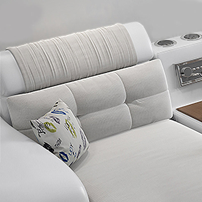 Velvet and Faux Leather Sloped Arms Modular Sectionals Sofa for Living Room Clearhalo 'furn' 'furn_sectionals' 'Furniture' 'Living Room Furniture' 'Sectionals' 5810828