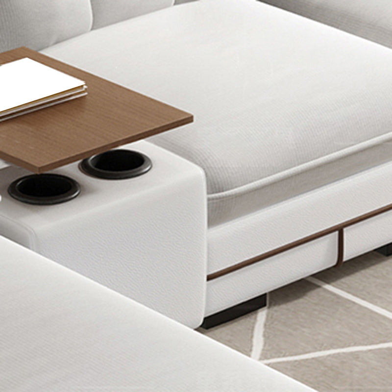 Velvet and Faux Leather Sloped Arms Modular Sectionals Sofa for Living Room Clearhalo 'furn' 'furn_sectionals' 'Furniture' 'Living Room Furniture' 'Sectionals' 5810830