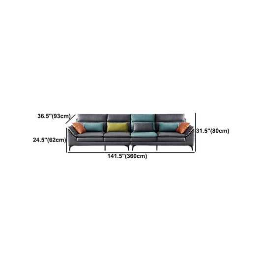 Dark Gray Pillowed Back Cushions Contemporary Stain-Resistant Sofa Clearhalo 'furn' 'furn_sectionals' 'Furniture' 'Living Room Furniture' 'Sectionals' 5810854