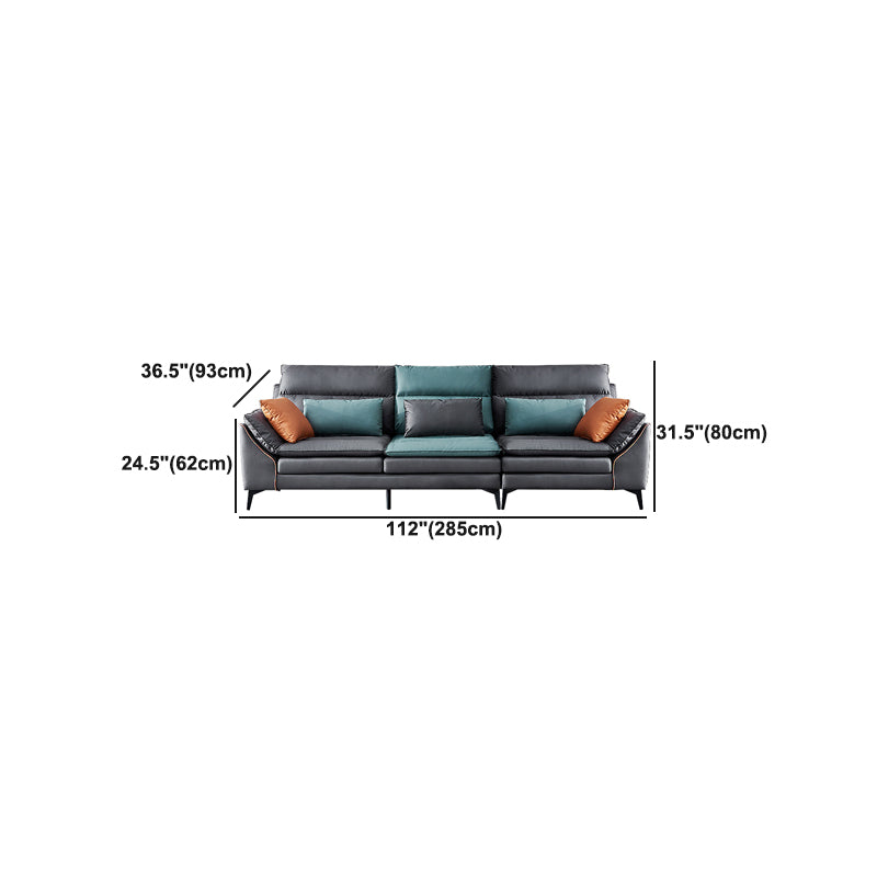Dark Gray Pillowed Back Cushions Contemporary Stain-Resistant Sofa Clearhalo 'furn' 'furn_sectionals' 'Furniture' 'Living Room Furniture' 'Sectionals' 5810855