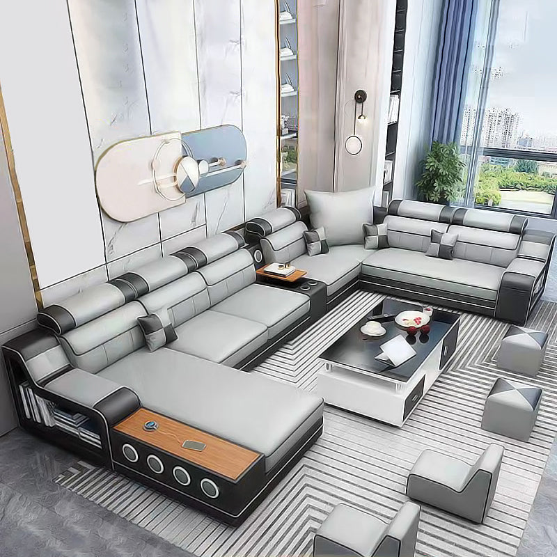 141.73"D x 94.5"W x 35.43"H Cushion Back Sloped Arms Sectionals with Storage