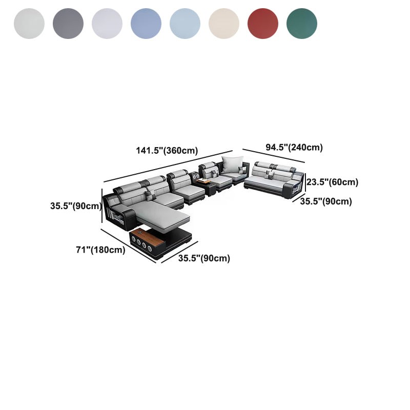 141.73"D x 94.5"W x 35.43"H Cushion Back Sloped Arms Sectionals with Storage
