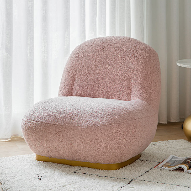 26"Wide Tight Back Armless Slipper Accent Chair in White / Pink / Grey Pink Swivel Clearhalo 'Accent Chairs' 'accent_chairs' 'Chairs & Seating' 'furn' 'furn_accent_chairs' 'Furniture' 'Living Room Furniture' 5811003