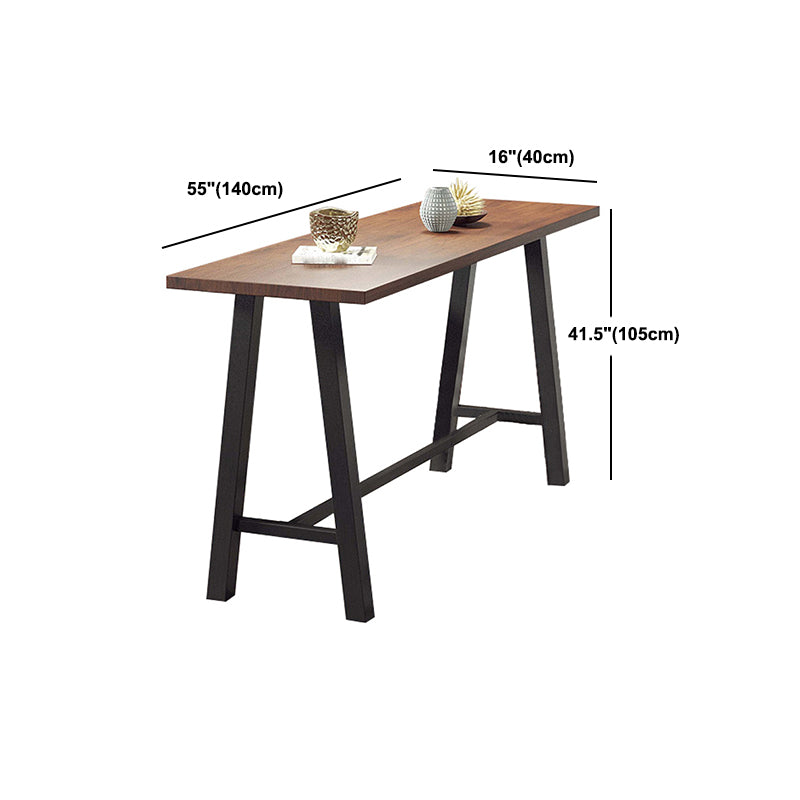 Industrial Black Metal Frame Bistro Table Brown Pine Wood Top Bar Table Clearhalo 'Bar Furniture' 'Bar Tables' 'bar_tables' 'furn' 'furn_bar_tables' 'Furniture' 'Kitchen & Dining Furniture' 5811035