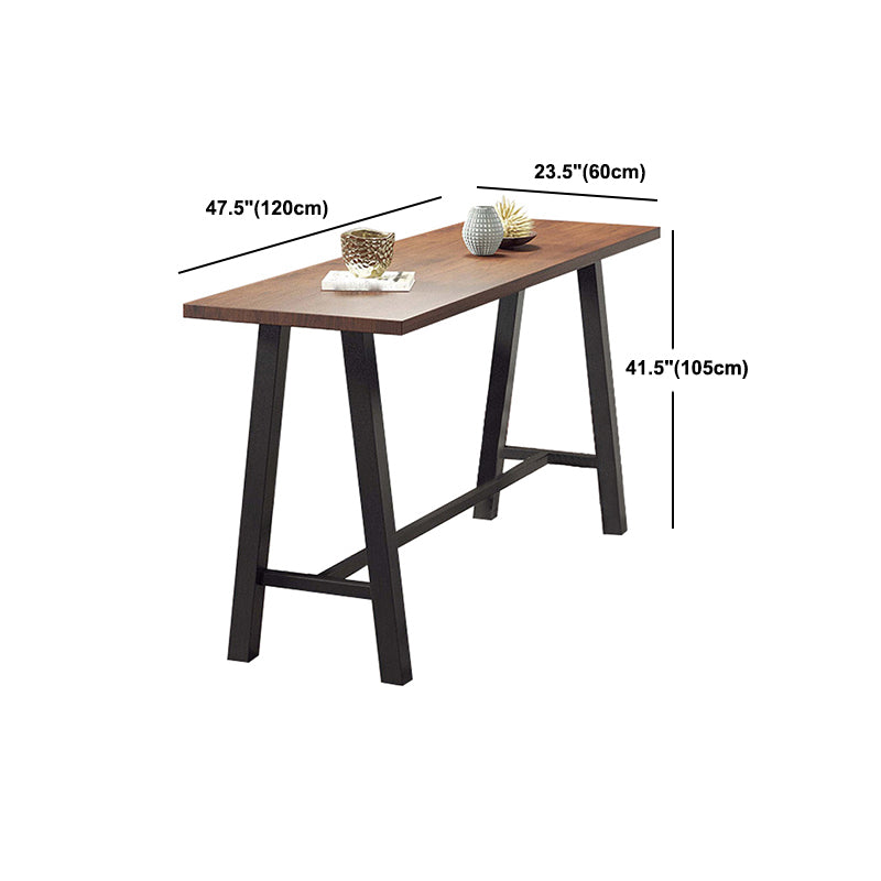 Industrial Black Metal Frame Bistro Table Brown Pine Wood Top Bar Table Clearhalo 'Bar Furniture' 'Bar Tables' 'bar_tables' 'furn' 'furn_bar_tables' 'Furniture' 'Kitchen & Dining Furniture' 5811043
