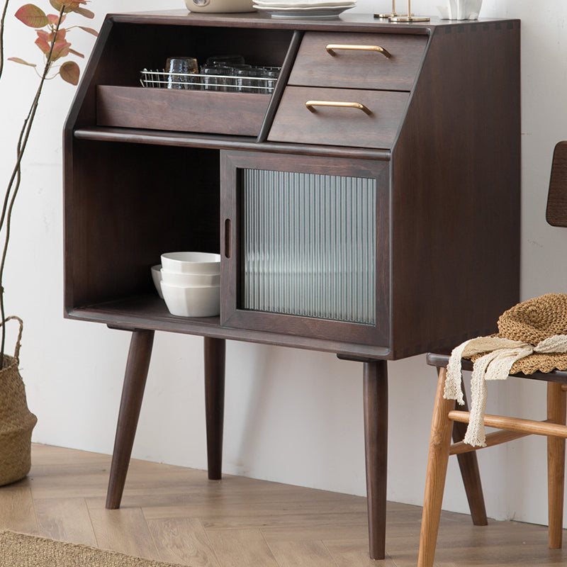 38.58" Tall 2 - Drawer Accent Cabinet, 1-door Wooden Rectangle Cabinet with Shelf Walnut Clearhalo 'Cabinets & Chests' 'cabinets_chests' 'furn' 'furn_cabinets_chests' 'Furniture' 'Living Room Furniture' 5811107