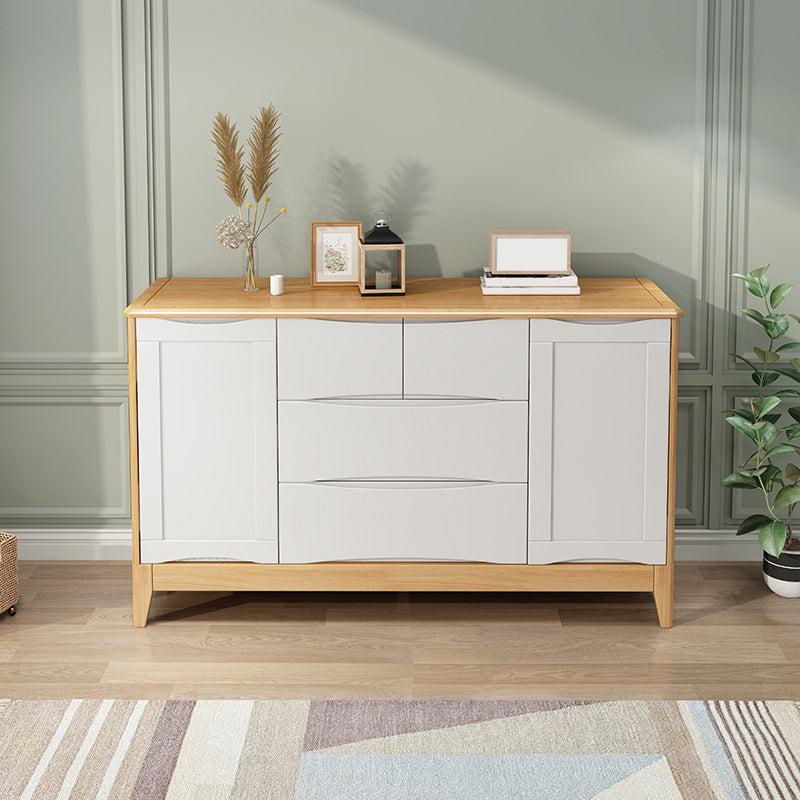 29.5"Tall 4 - Drawer Accent Cabinet, Wooden Rectangle Cabinet 53.1"L x 16.5"W x 29.5"H Natural Wood White Clearhalo 'Cabinets & Chests' 'cabinets_chests' 'furn' 'furn_cabinets_chests' 'Furniture' 'Living Room Furniture' 5811146