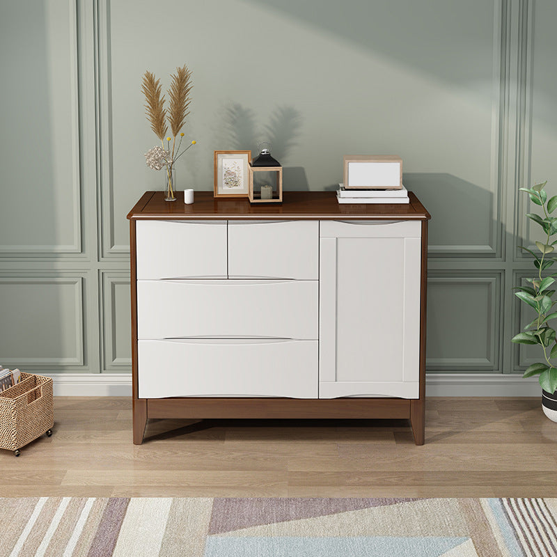 29.5"Tall 4 - Drawer Accent Cabinet, Wooden Rectangle Cabinet 39.4"L x 16.5"W x 29.5"H Walnut White Clearhalo 'Cabinets & Chests' 'cabinets_chests' 'furn' 'furn_cabinets_chests' 'Furniture' 'Living Room Furniture' 5811148