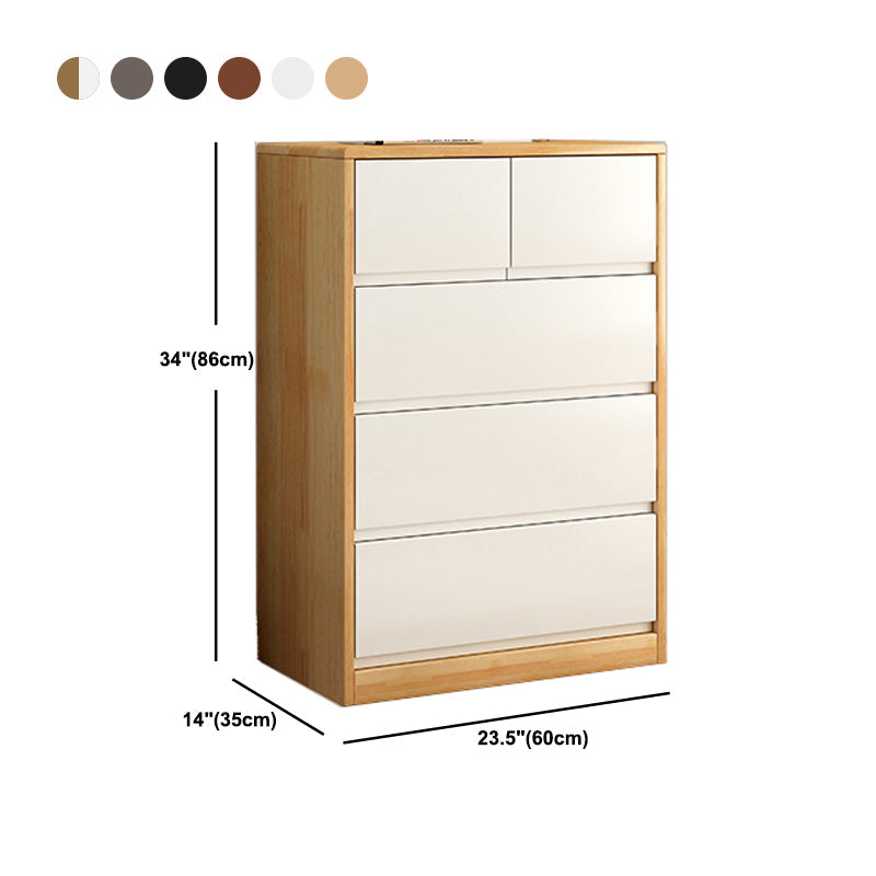 Rubberwood -Akzentkiste mit Schubladen 23,62 "lange zeitgenössische Brust